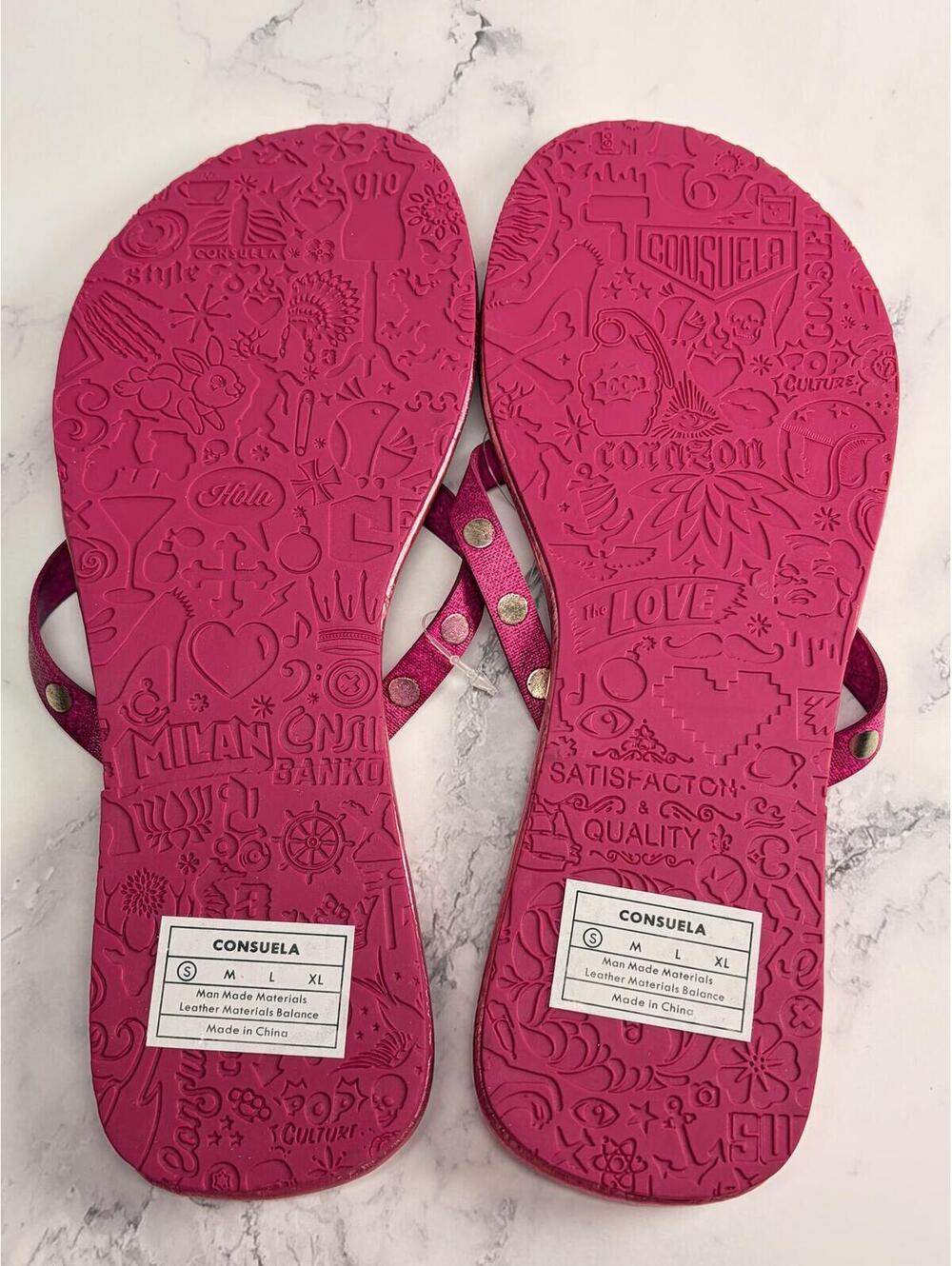 Consuela Pink Metallic Flip Flops Sandals Women’s Size S - Picture 4 of 6